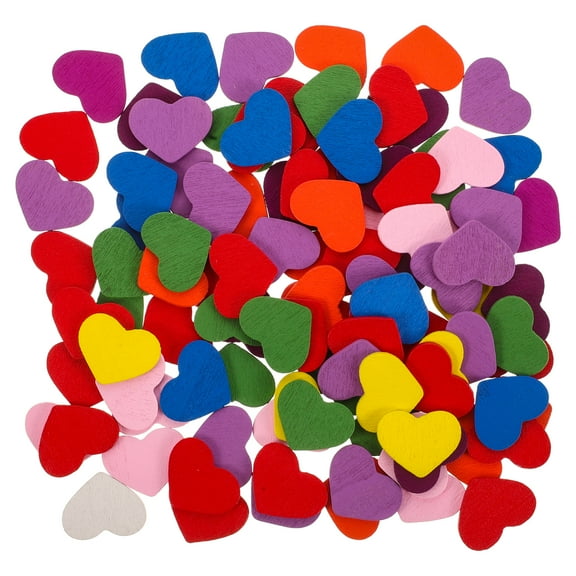 Wooden Hearts for Crafts with Cute Heart Shapes Vibrant Colors and Versatile Use for Home 100pcs