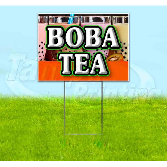 Boba Tea (18" x 24") Yard Sign, Includes Metal Step Stake