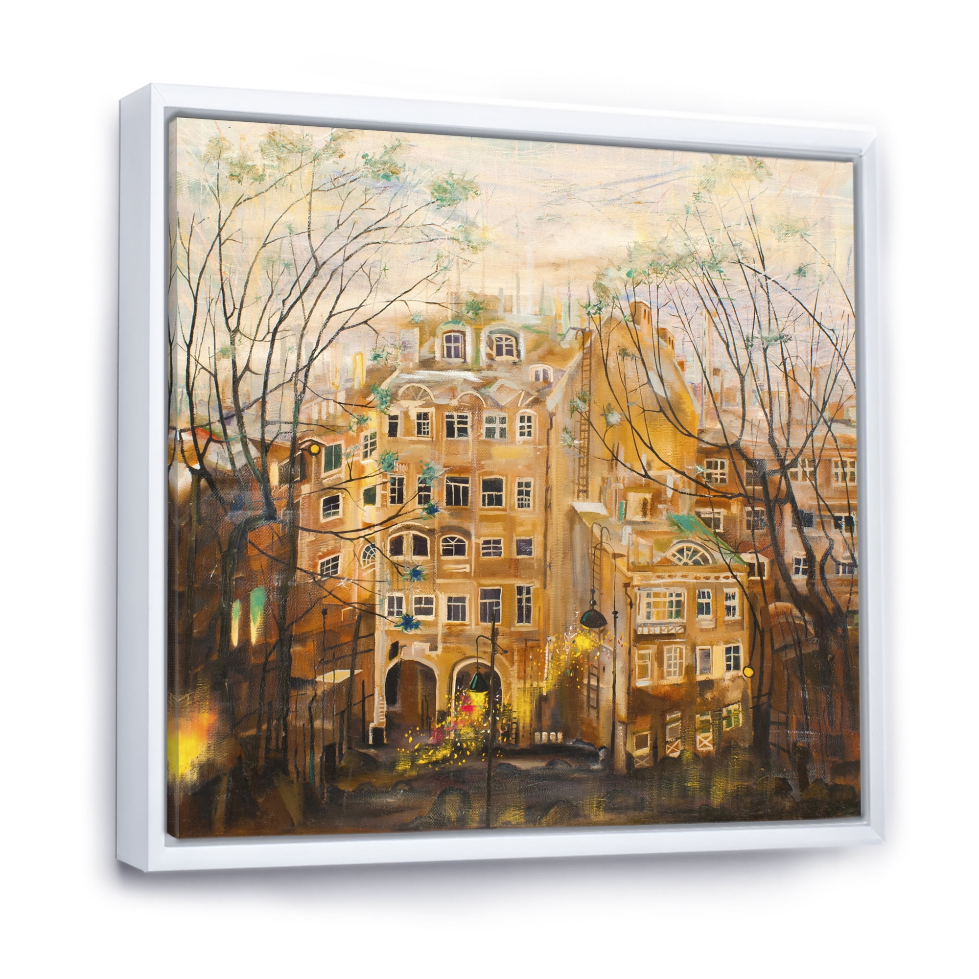Designart 'Russian City Yard Landscape' Traditional Framed Canvas Wall Art Print