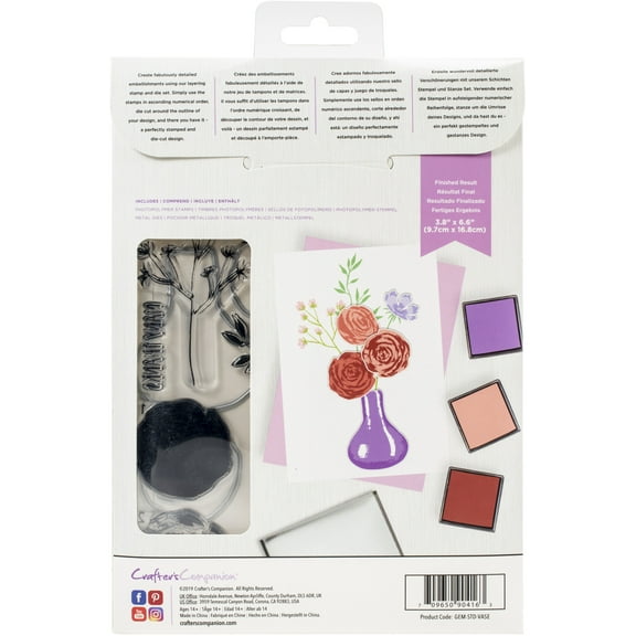 Crafter's Companion Gemini Layering Stamps & Dies-Vase Of Flowers