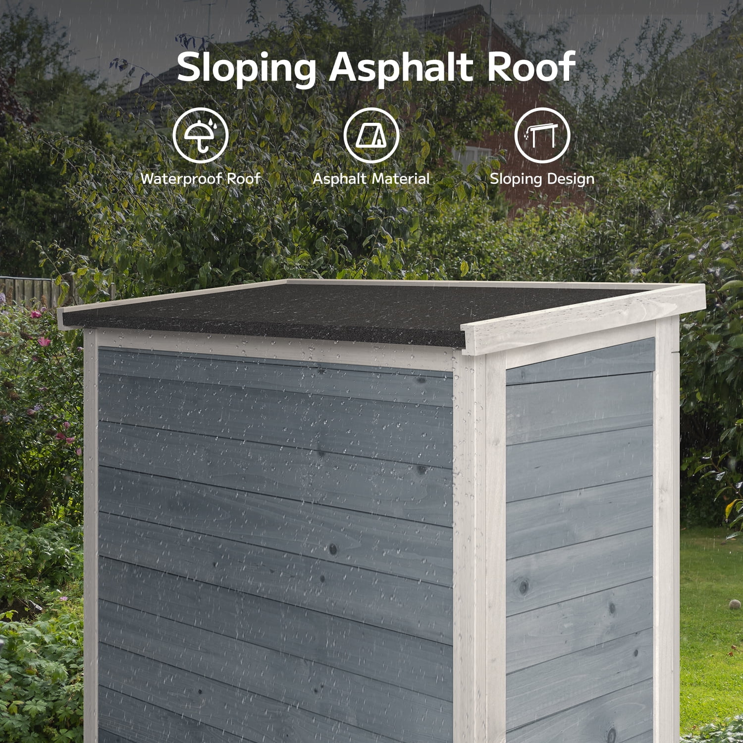 18.3"D x 34.3"W x 63.2"H (5.2 sq ft) Outdoor Wooden Storage Shed with Adjustable Shelves - Gray