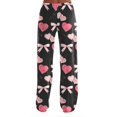 thumbnail image 5 of Women's Bow Print Wide Leg Pajama Pants, Elastic High Waist Loose Sleep Pants Casual Loungewear Trousers, 3XL, 5 of 7