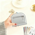 thumbnail image 4 of Small Wallet for Women, Ladies Leather Bifold Coin Purse, Cute Mini Change Purses with Zipper Pocket Card Slots, 4.33x0.9x3.74in(Silver), 4 of 7