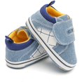 thumbnail image 4 of Baby Boy Girl Soft Sole Canvas Sneakers Sparkle High Top Lace Up Infant Unisex Ankle Shoes Booties Toddler Newborn Prewalker First Baby Walking Crib Shoes, 4 of 7
