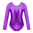 thumbnail image 3 of DPOIS Kids Girls Sparkly Rhinestone Metallic Leotard Long Sleeve Tulle Jumpsuit, 3 of 4