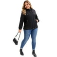 thumbnail image 3 of DARING DIVA Plus Size Trench Lightweight Anorak Zip Up Jacket 1X Black, 3 of 5