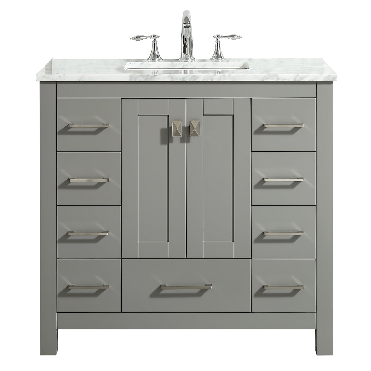 Eviva Hampton 36 in. Transitional Gray Bathroom Vanity with White