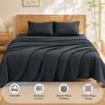 thumbnail image 4 of WISHEAD Queen Sheet Set, 4 Piece Ultra Soft Brushed Microfiber Bed Sheets, Cooling & Breathable, Secure Fitted Sheet, Wrinkle Resistant Hotel Bedding Set with Classic Stripe, Dark Gray, 4 of 9