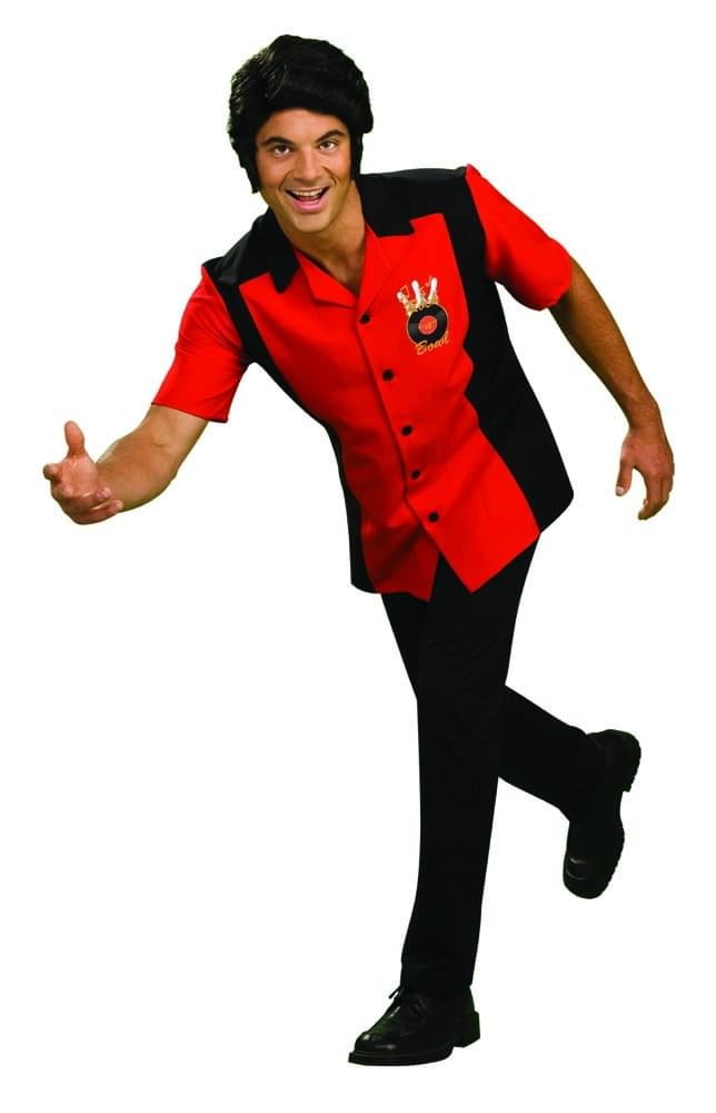 Rock N Bowl Men'S Red & Black Bowling Shirt Costume Adult Standard