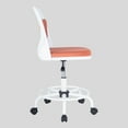 thumbnail image 6 of Mid Back Office Chair, Swivel Height Adjustable Office Chair, Upholstered Deck Chair with Lumbar Pillow, Ergonomic Computer Chair with Metal Ring Footrest for Home Office, White & Orange, 6 of 10