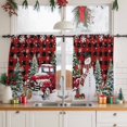 thumbnail image 3 of Red Plaid Christmas Snowman Sheer Curtains 45 Inches Long, Xmas Truck Tree Snowflake Light Filtering Window Curtains for Living Room/Bedroom, Rod Pocket Voile Sheer Drapes, 52"Wx45"L, 2 Panels, 3 of 9