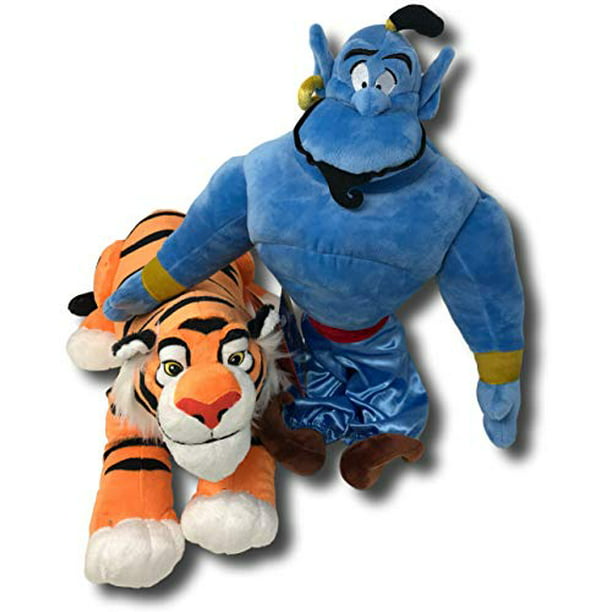 Authentic Disney Aladdin 21-inch Rajah Plush & 21-inch Genie Plush Set w/  Bonus Nozlen Bag 