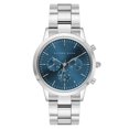 thumbnail image 1 of Alfred Sung Men's Chronograph Silver Blue Dial Link Watch, 1 of 2
