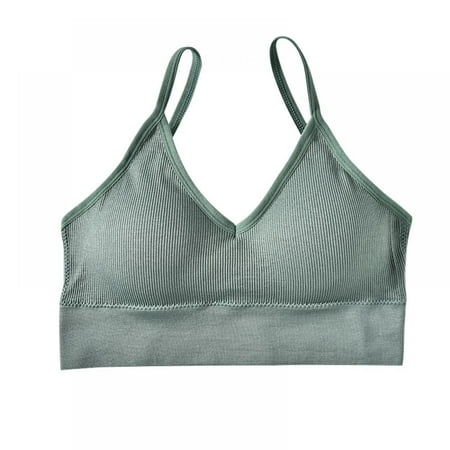 

Monfince Women s Crop Top Camisole Tanktop - Mini Cami Sports Seamless Bra Spaghetti Strap Bandeau Underwear No Pad Wire Green 32/70ABC 34/75AB