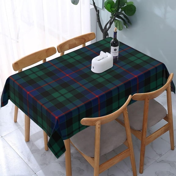 Rectangular Tablecloth – Waterproof, Wrinkle-Free, Decorative Table Cover for Dining Room, Parties, Picnics, and Outdoor Use, Morrison Clan Green and Blue Tartan (60" X 84")