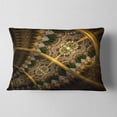 thumbnail image 2 of Designart Dark Green Gold Fractal Flower - Abstract Throw Pillow - 12x20, 2 of 5