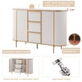 thumbnail image 4 of OKD Modern Buffet Cabinet with Faux Marble Top, 2 Doors & 3 Drawers Storage Sideboard for Kitchen, Dining Room & Living Room, White, 4 of 6