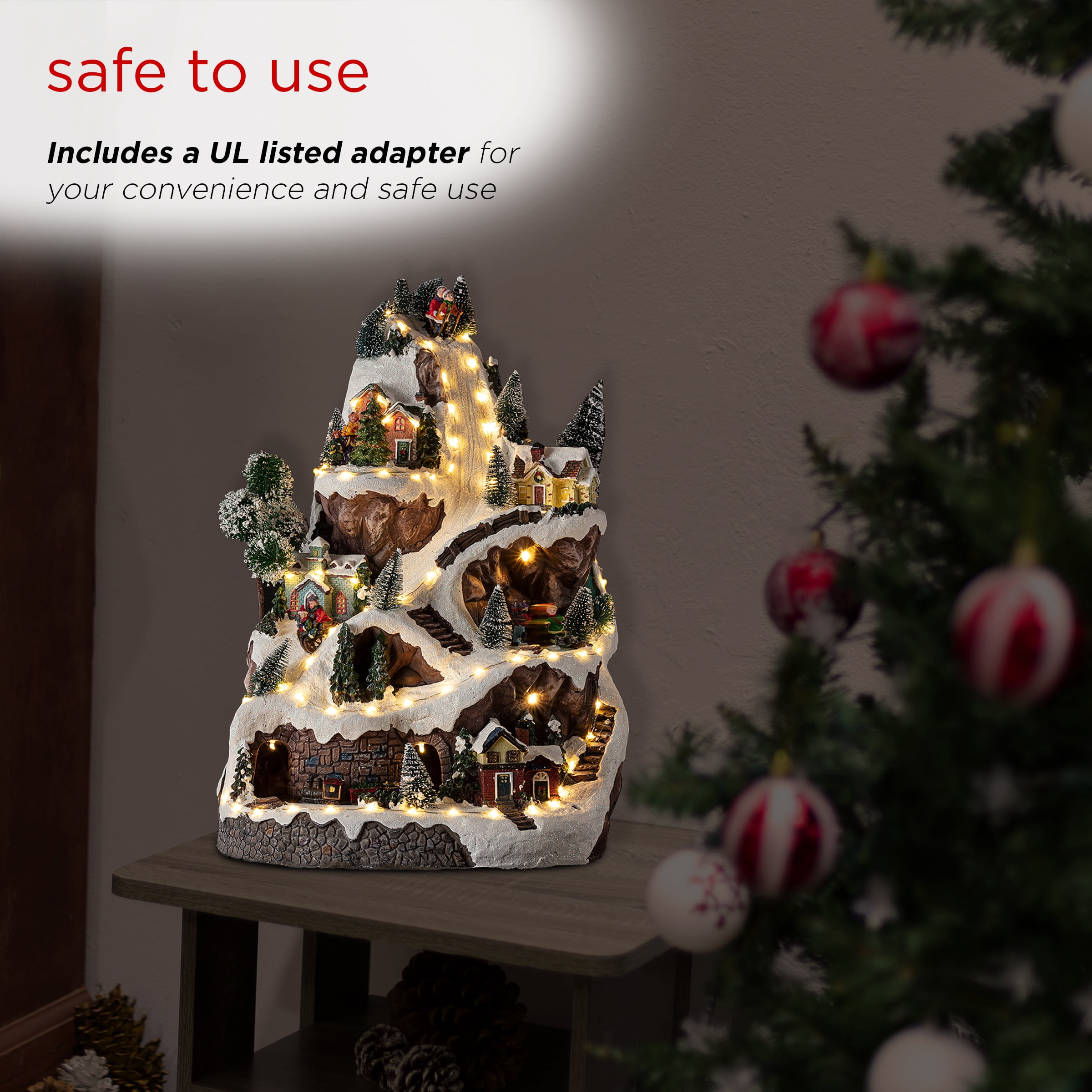Alpine Corporation Animated Winter Wonderland Set with LED Light and Music