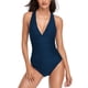 thumbnail image 3 of Advancent Traje de baño de una pieza de poliéster de alta elasticidad y artesanía exquisita para mujer, traje de baño Push Up para nadar Traje de baño Azul METRO, 3 of 6