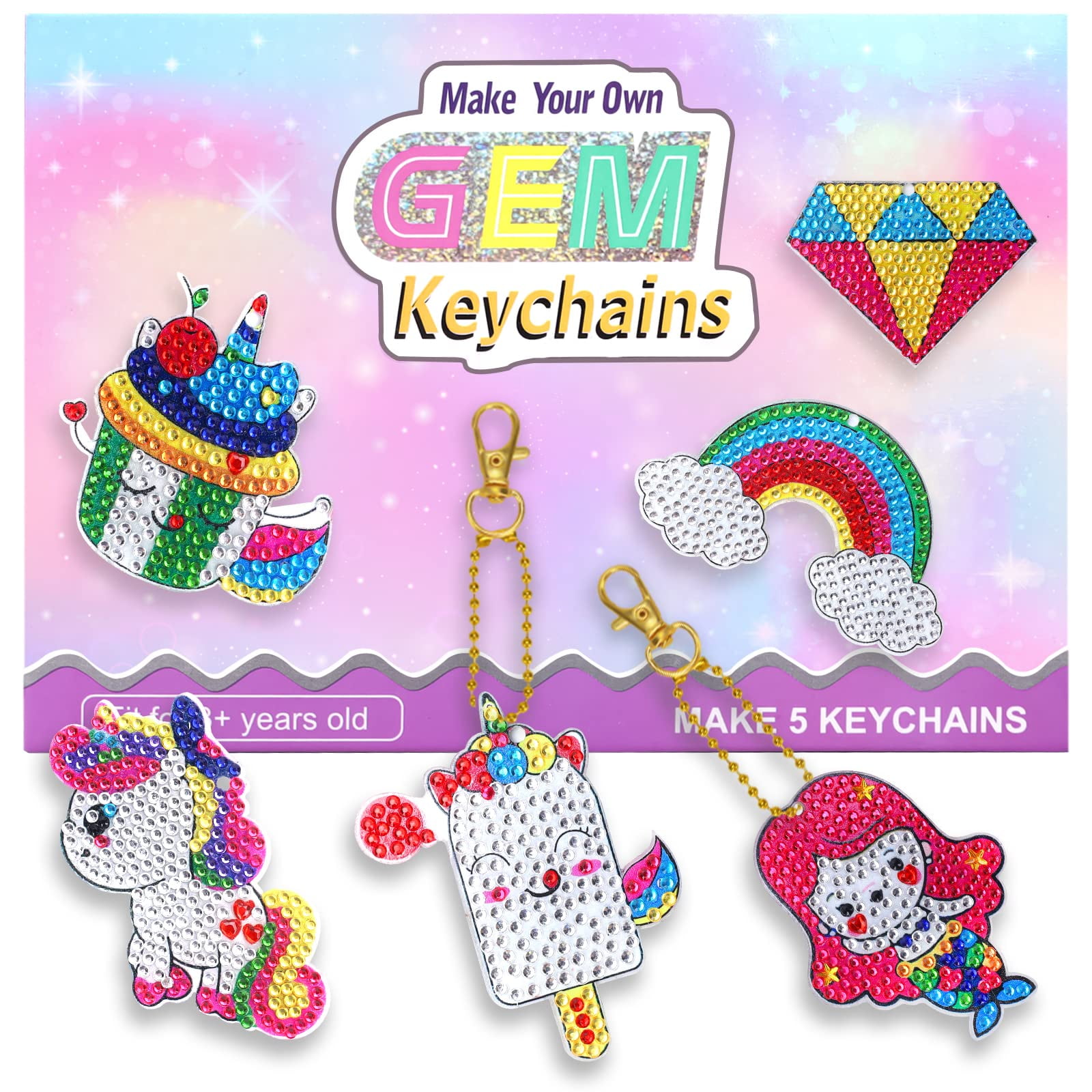 Dream Fun Art and Craft for Girl Age 4-12 Girl Craft Age 10 12 Diamond  Painting Kit for Kids Age 6-8 DIY Gem Keychain for Girl Color Stickers  Keychain