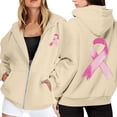 thumbnail image 2 of Breast Cancer Awareness Hoodie for Women 2025 Long Sleeve Zip Up Hoodies with Pockets Hooded Sweatshirt Jacket, 2 of 7