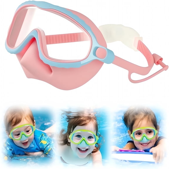 BESTSKY Kids Swim Goggles with Nose Cover, Anti-Fog UV Protection Wide View Swimming Goggles for Kids 3-15, No Leaking Pool Accessories for Youth Boys Girls Toddler