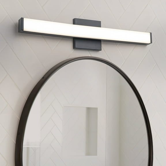 C Cattleya 24in Matte Black LED Vanity Bar Light Indoor Wall Sconce with Acrylic Shade