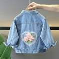 thumbnail image 6 of ATOGUTA Girl Denim Jacket Kids Button Down Long Sleeve Jean Coat Size 1T-13, Blue, 6 of 6