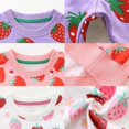 thumbnail image 5 of DOZINSIX 3 Pack Toddler Girls Crewneck Sweatshirts Kids Cotton Strawberry Print Long Sleeve Fall Winter Pullover Tops, 5 of 9