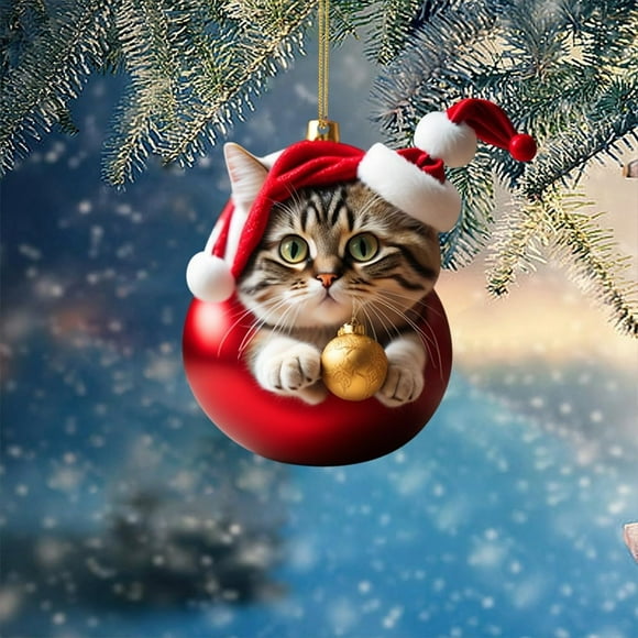 Boovnll Christmas Tree Decorations, Christmas Tree Cats Pendant 2D Acrylic Christmas Hanging Decoration Funny Christmas Cats Ornament Christmas Pendant Decoration Christmas Tree Jewelry G