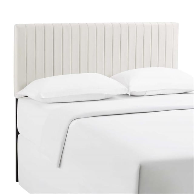 Pemberly Row Tête de Lit Contemporaine en Velours Format Double Grand Lit, Ivoire