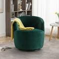 thumbnail image 3 of Accent Armchair, Velvet 360° Swivel Barrel Chair for Living Room - Green, 3 of 8