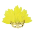 thumbnail image 2 of Máscara de plumas artificiales de media cara, accesorio de moda para fiesta de disfraces de cosplay Oro, 2 of 8