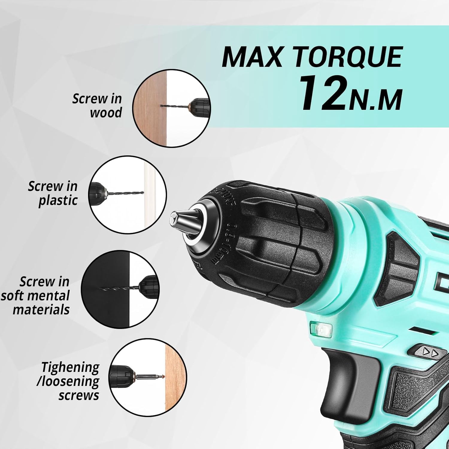 Drill Set: Tool Set with 8V Blue Cordless Drill, Home Tool Kit with Drill, Hand Tool Kits for Women 126 Piece
