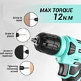 thumbnail image 5 of A house of tools 8V Cordless Drill Set: 126 Piece Tool Kit with Drill, Home Tool Set for Women, Turquoise, 5 of 12
