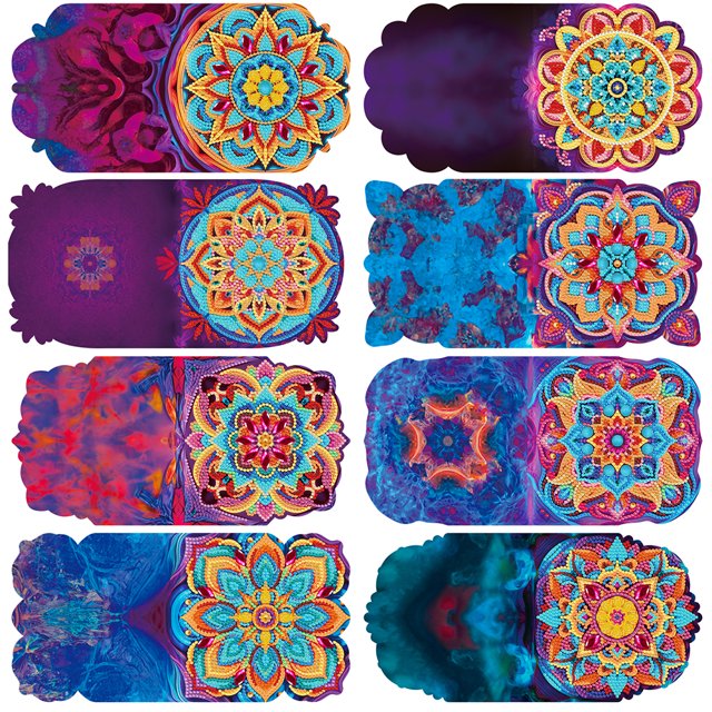 HKDZ31 Tarjetas Hechas A Mano DIY Con Pintura Diamantes Deseos Diarios Tarjetas Felicitación Tarjetas para Fiestas (mandala X Juego 8 Piezas)