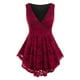 thumbnail image 1 of Tank Top de Peplum de Encaje con Escote Pico Rosegal  Camisetas sin mangas de talla grande, 1 of 5