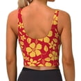 thumbnail image 3 of Haiem Red Vintage Flowers Pattern Womens Sports Bra - U Neck Padded Low Impact Yoga Bra Workout Crop Top Gym Moisture-Wicking Workout Vest -Small, 3 of 9