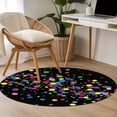 thumbnail image 4 of Colorful Polka Dot Round Area Rug 3.3Ft Washable Circle Rugs for Dining Room Table, Cartoon Cute Abstract Graffiti Black Non-Slip Carpet Floor Mats Indoor Outdoor Carpet Runner Aesthetic Home Decor, 4 of 8