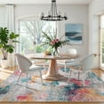 thumbnail image 4 of RUG ROBOT Abstract 6'x9' Area Rugs for Living Room, Washable Bedroom Rug Non-Slip, multi color area rug，Soft Modern Large Accent Carpet Throw Rug for Kitchen Dining Room Home Office, Ivory/Blue, 4 of 10