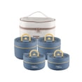thumbnail image 4 of Juego de fiambreras aisladas de 4 piezas, caja Bento, apilable, redonda, para almacenamiento de alimentos fríos o calientes con bolsa, contenedor de a Azul, 4 of 8