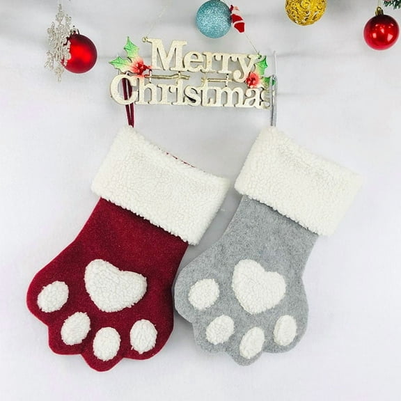 Hometravel Christmas Pet Stocking, Red Gray Themed Gift Bag for Candy Treats, Holiday Decoration for Home, Festive Season Celebration, Pet Inclusion