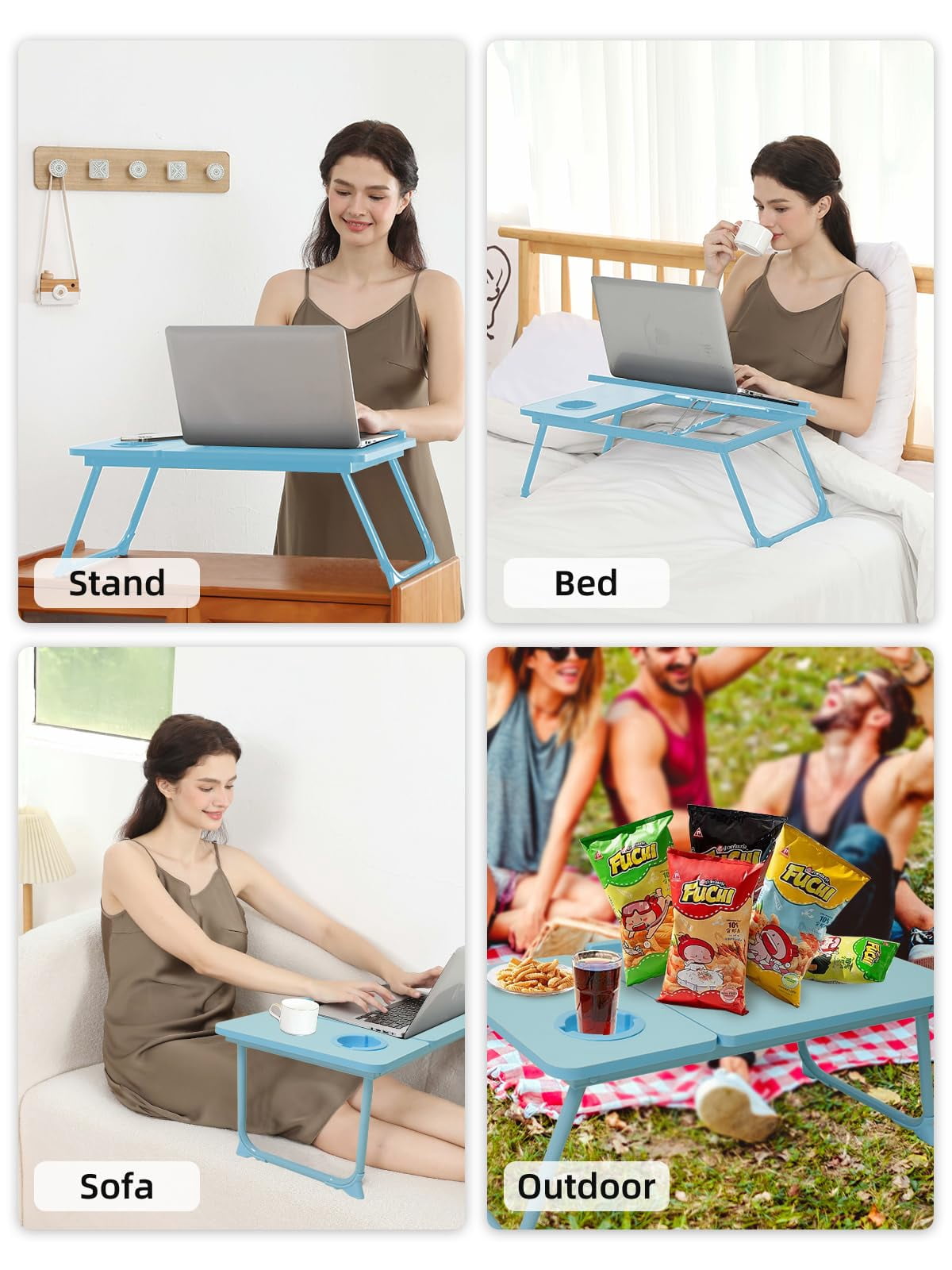 Lap Desk For Couch/sofa/floor  5-angle Adjustable Bed With Foldable &cup Holder Light Weight Tray Table Writing/eating/reading Portable Laptop Stand Adults