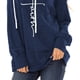 thumbnail image 3 of Sudaderas con capucha de manga larga para mujer Diseño con estampado de cordón Sudadera cómoda y transpirable para damas Azul oscuro M, 3 of 5