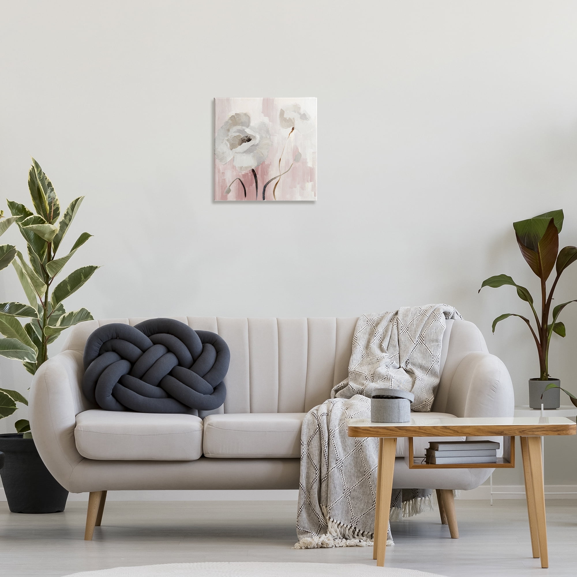 Stupell Industries Abstract White Blossoms Botanical & Floral Painting Gallery Wrapped Canvas Art Print Wall Art, 17 x 17