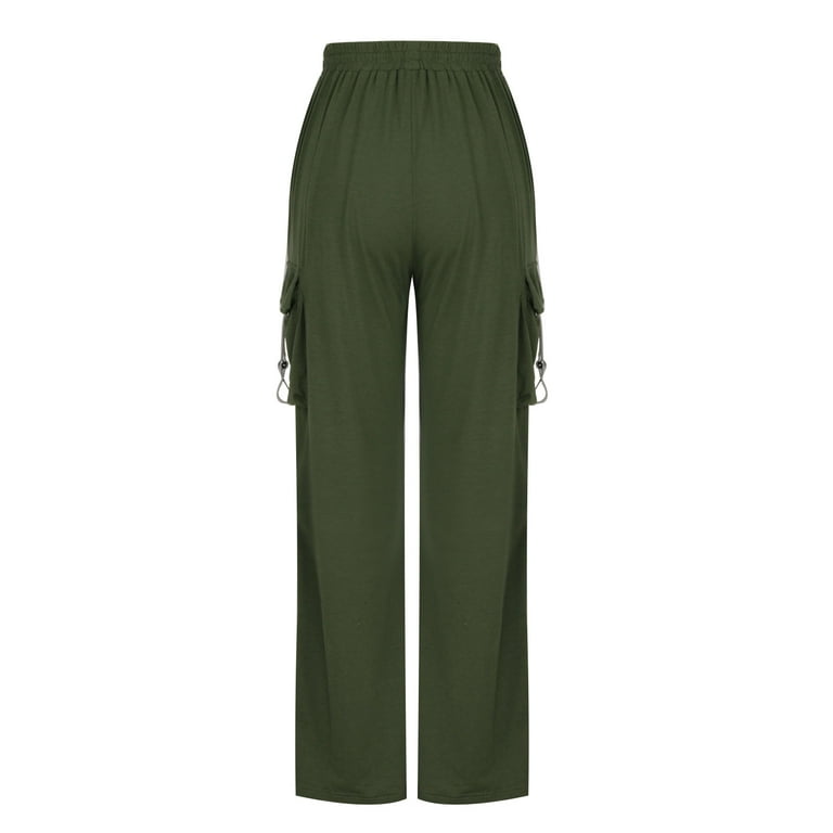 SMihono Clearance Teen Girls Full Length Trousers Women's Wide Leg Long  Pant Comfy Loose Sweatpants Elastic High Waist Lounge Casual Athletic Pant  Workout Joggers Pant Army Green 8 