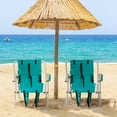 thumbnail image 2 of Folding Beach Chair Set of 2 for Adults, Portable Backpack Foldable Camping Chair with Headrest Cup Holder and Wooden Armrests, Sky Blue, 2 of 9