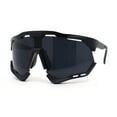 thumbnail image 2 of Large Coverage Mirror Lens Shield Curved Wrap Sport Sunglasses All Black, 2 of 4