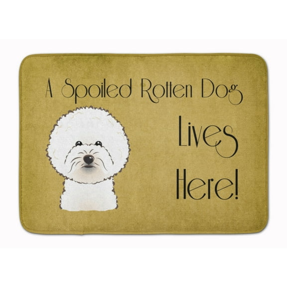 Carolines Treasures BB1465RUG Bichon Frise Spoiled Dog Lives Here Machine Washable Memory Foam Mat 19 X 27" multicolor