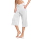 thumbnail image 2 of Pantalones cortos de verano con bolsillos para mujer: pantalones informales de poliéster con cintura elástica y color liso., 2 of 6